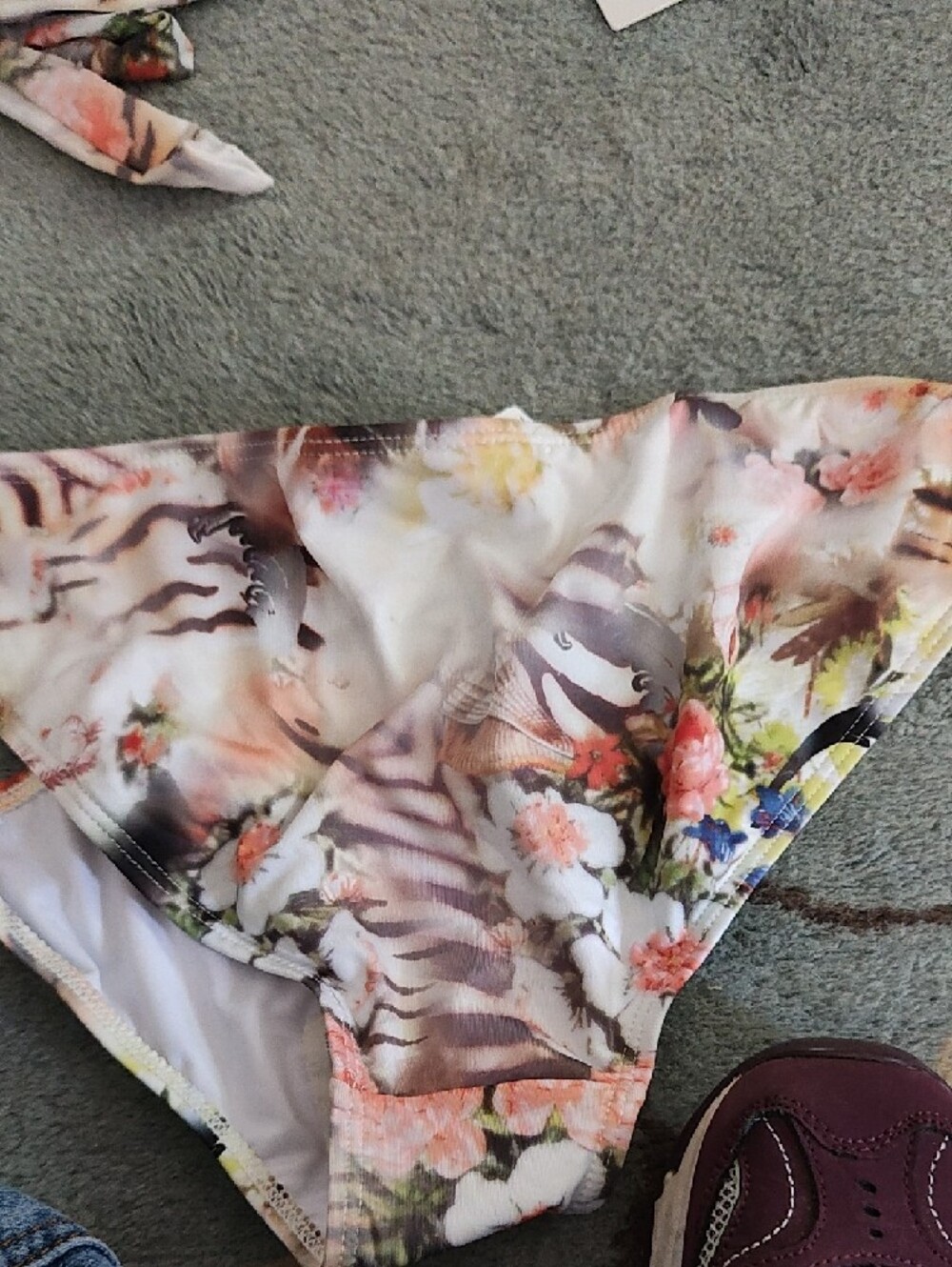 Floral Watercolor Bandeau Bikini Set - White/Pastel - Picture 6 of 9